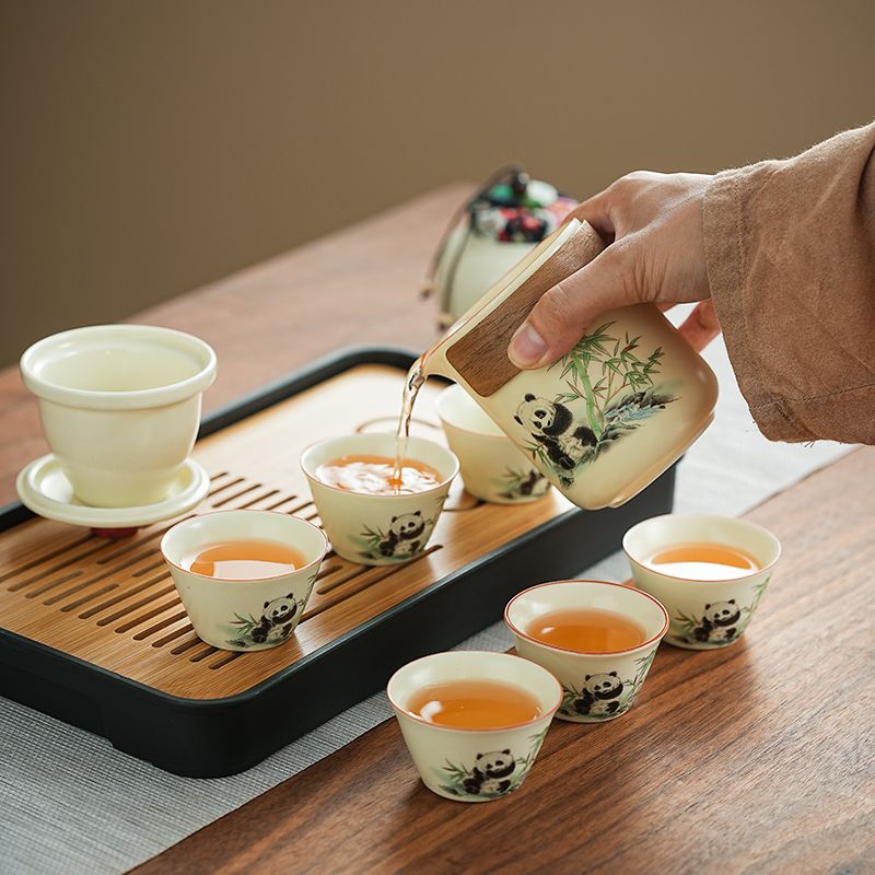 古樸禪意【熊貓黃玉汝窯】便攜式戶外旅行茶具 商務 禮盒 家用 品味百態人生! 古樸禪意【熊貓黃玉汝窯】便攜式戶外旅行茶具 商務 禮盒 家用 品味百態人生!