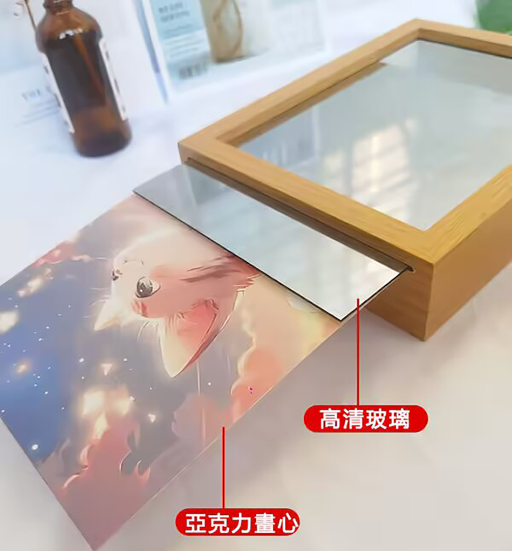 ⭐⭐⭐【客製鏡子燈光畫】——充電款無需連接電源，觸摸開關，三色變光，支持任意圖片來圖客製！